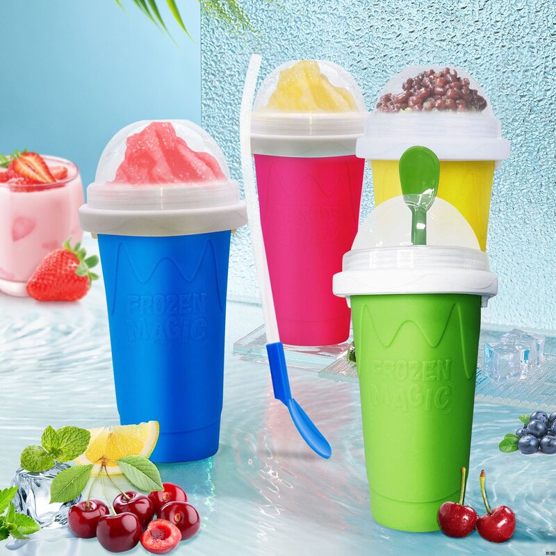 Smoothies Cup Ice Cream Maker Quick-Frozen silicone Squeeze Cup DIY Milkshake Bottle Slushy Maker Bottle Cup Summer Cooling Cup