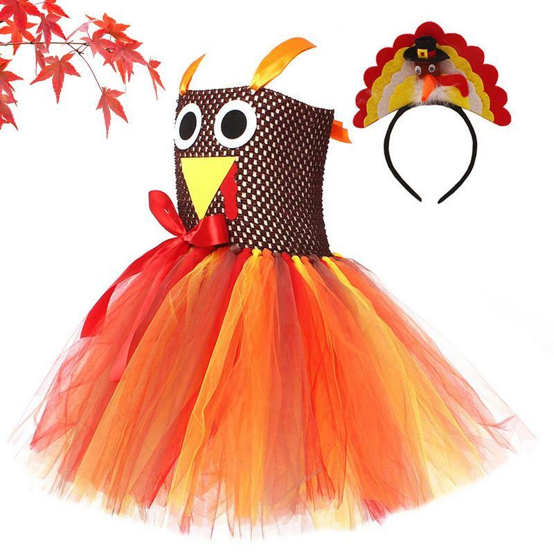 Girls Thanksgiving Tutu Dress Breathable Thanksgiving Dress Durable Cosplay Costume For Girls In 2-12 Age At Family Gatherings #1