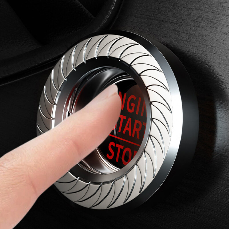 Car Engine Start Stop Button Cover Rotate Knob Metal Ignition Switch Ring Protective Cover Car Interior Decoration Decor Sticker