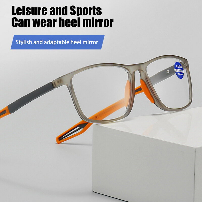 نظارات قراءة أنيقة بإطار من السيليكون TR90 للرجال المسنين نظارات رياضية خفيفة للغاية مضادة للضوء الأزرق + 1.0 إلى + 4.0