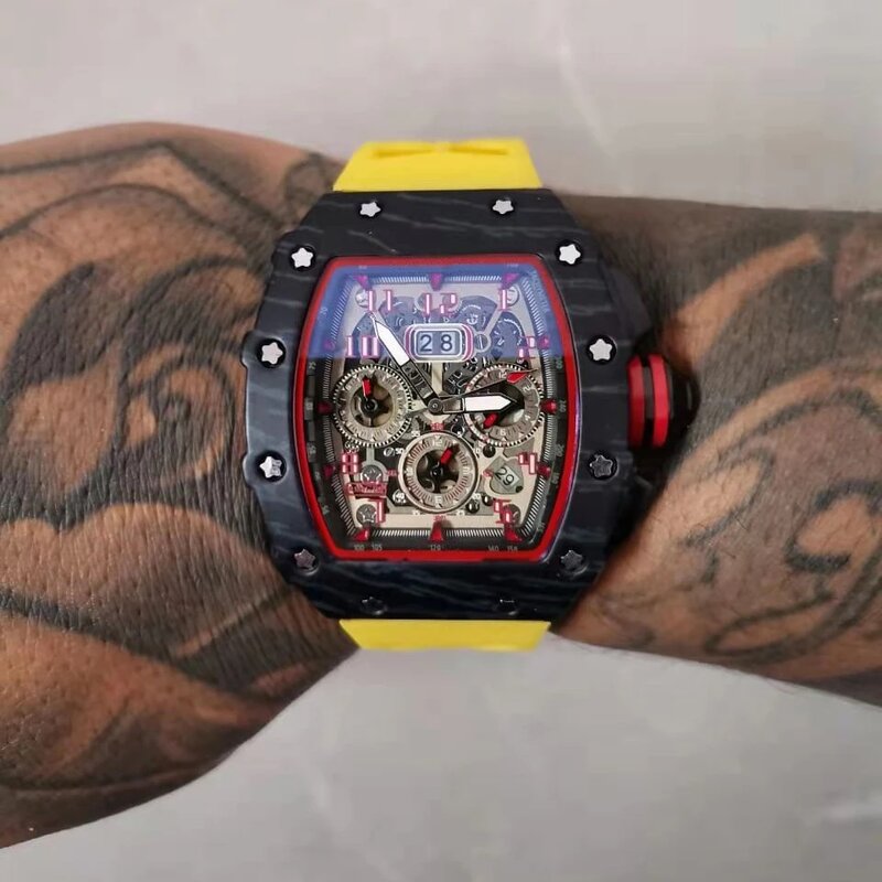 2022 New Richard Fashion Brand Automatic Mechanical Watch Men Waterproof Skeleton Leather Strap Ladies Men's Watch