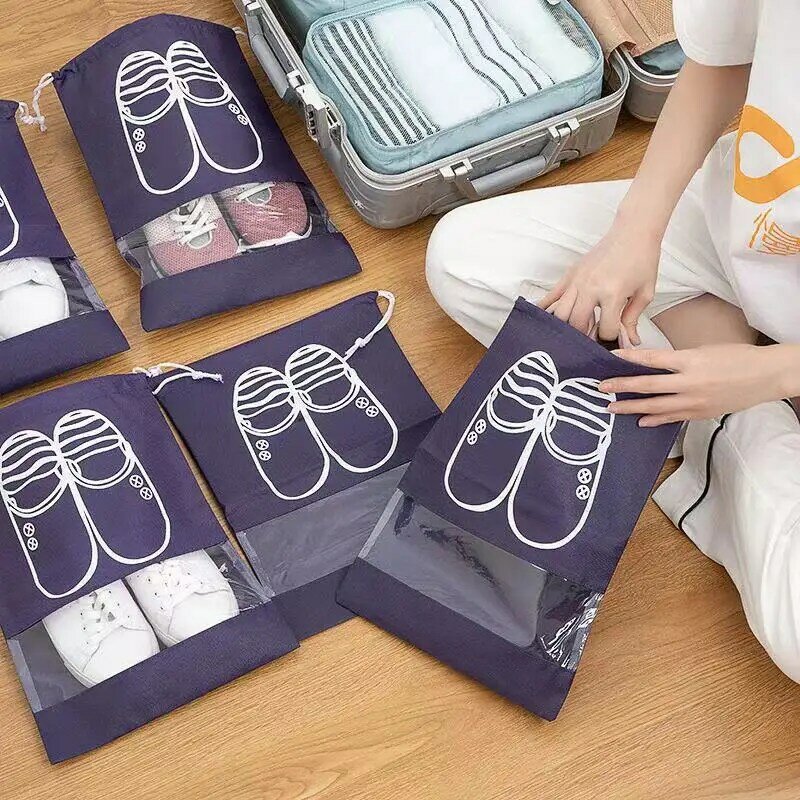 5 قطعة حقيبة التخزين الأحذية غير ملابس منسوجة حقيبة للحمل حقيبة السفر المحمولة غطاء الحذاء المضاد للماء جيب الرباط