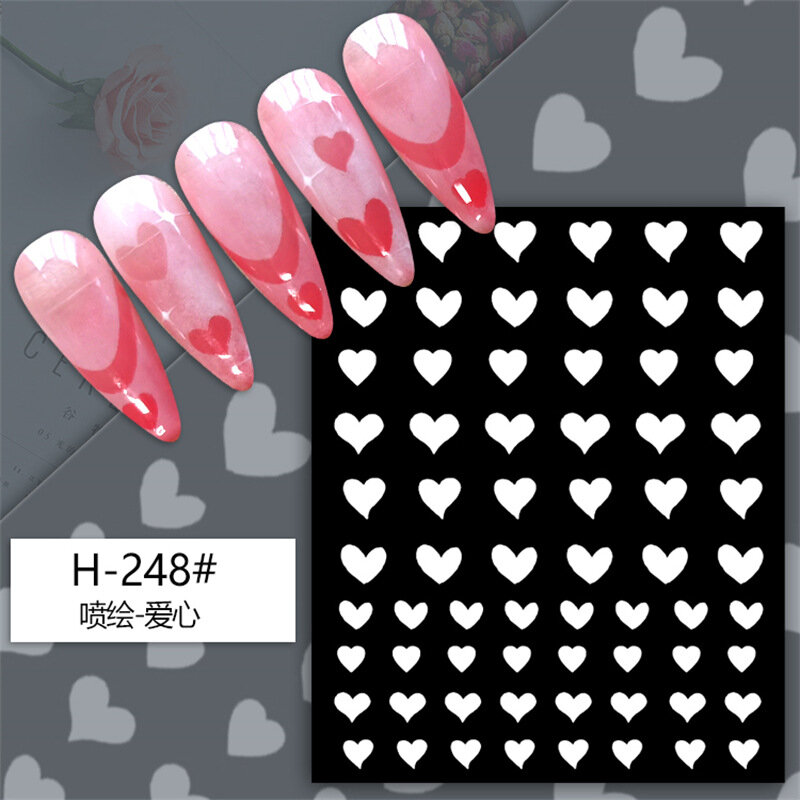 2022 New Japanese Style Nail Art Spray Stickers Hollow Love Butterfly Bear Star French Template Nail Stickers