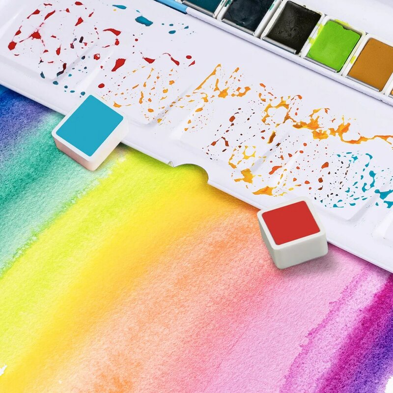 مجموعة ألوان مائية من بول روبنز ، ألوان مائية صلبة احترافية ، لوحة محمولة ، علبة معدنية ، 24 لون