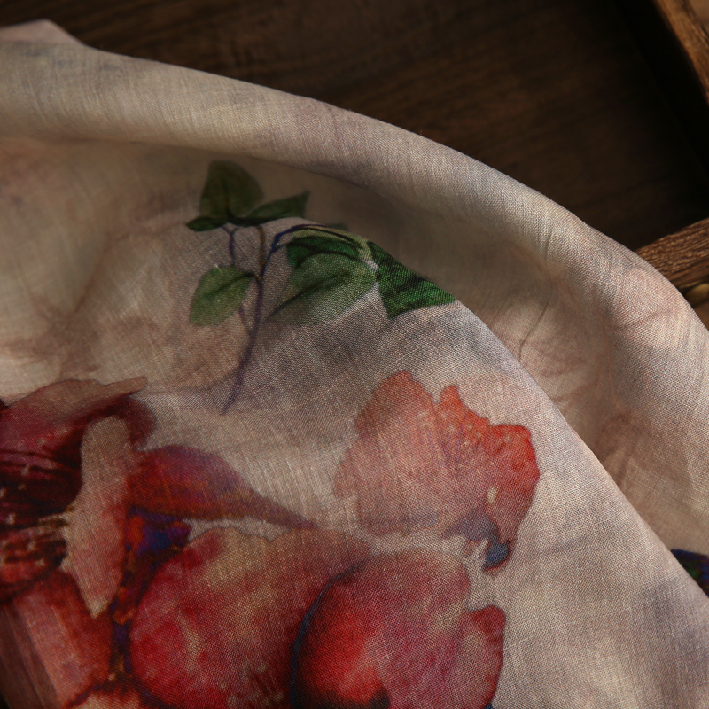 عالية الجودة الطبيعية نقية رامي القماش قماش مطبوع لفساتين رداء الصيف رقيقة الملابس الأقمشة زهرة الكتان الأقمشة