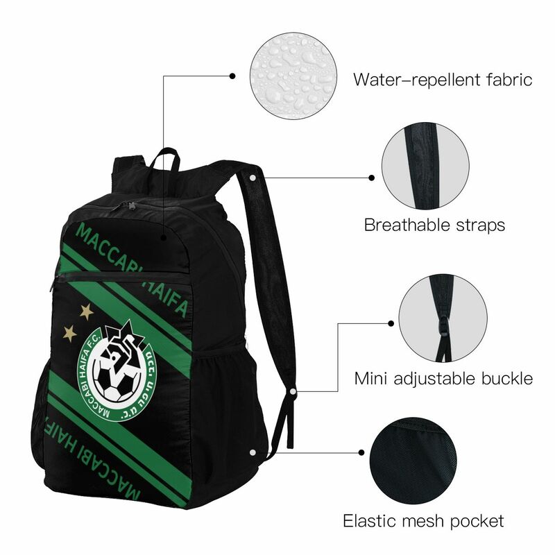 Maccabi Haifa Fc Portable Travel Backpack Men's Outdoor Hiking Folding Bag Cycling Backpack Waterproof Ultra Light Foldable Bag