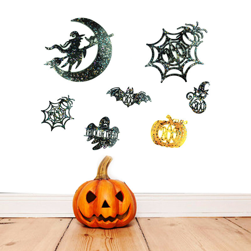 Halloween Decoration Pendant Epoxy Mould Halloween Pumpkin Witch Keychain Pendant Wall Decoration Silicone Mould Craft Tools #4
