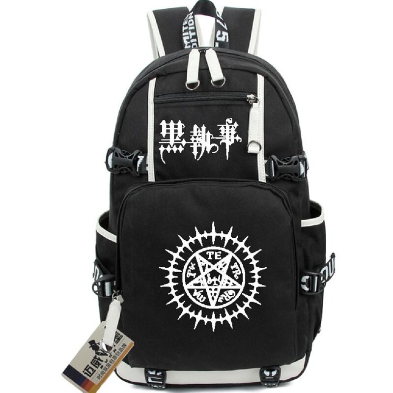 أسود بتلر أنيمي Kuroshitsuji تأثيري حقيبة كتف Bookbag حقيبة ظهر مدرسية