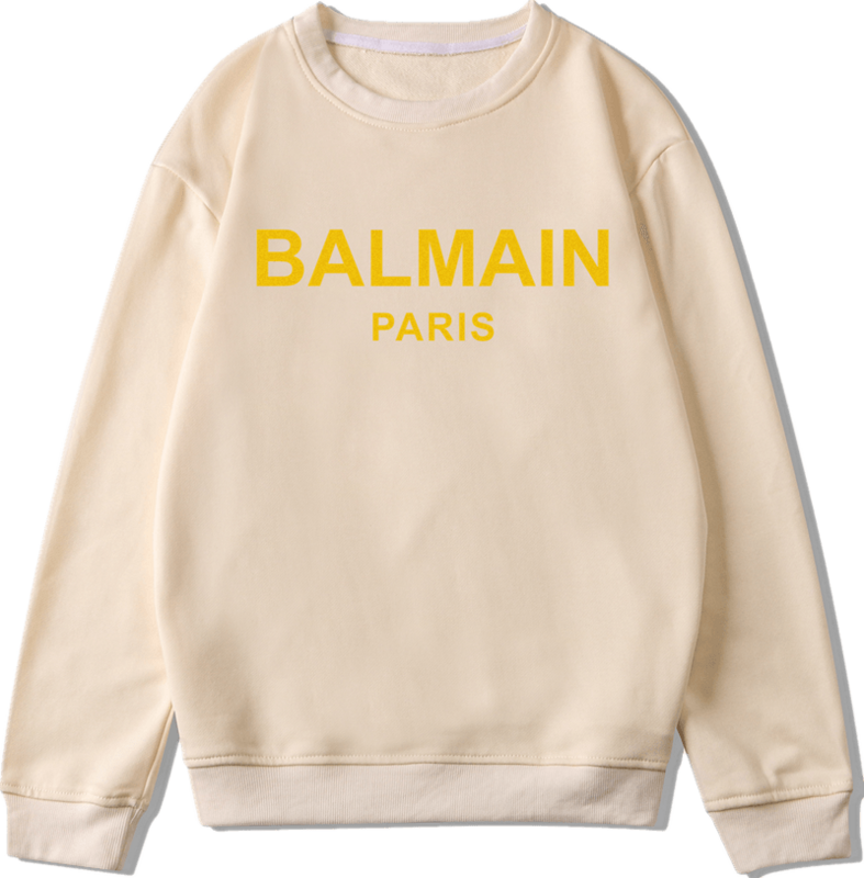 Balmain Unisex Letter Printed Long Sleeve Crew Neck Pullover All-match Men's And Women's Sweatshirts S-4XL