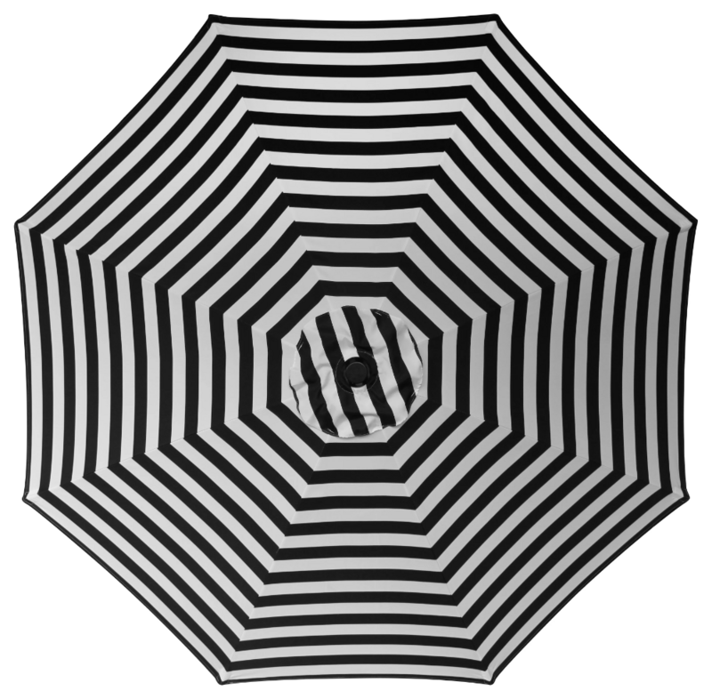 9ft مظلة فناء الألومنيوم في الهواء الطلق ، مظلة السوق المستديرة مع إمالة زر الضغط Crank للظل ، مخطط أبيض وأسود