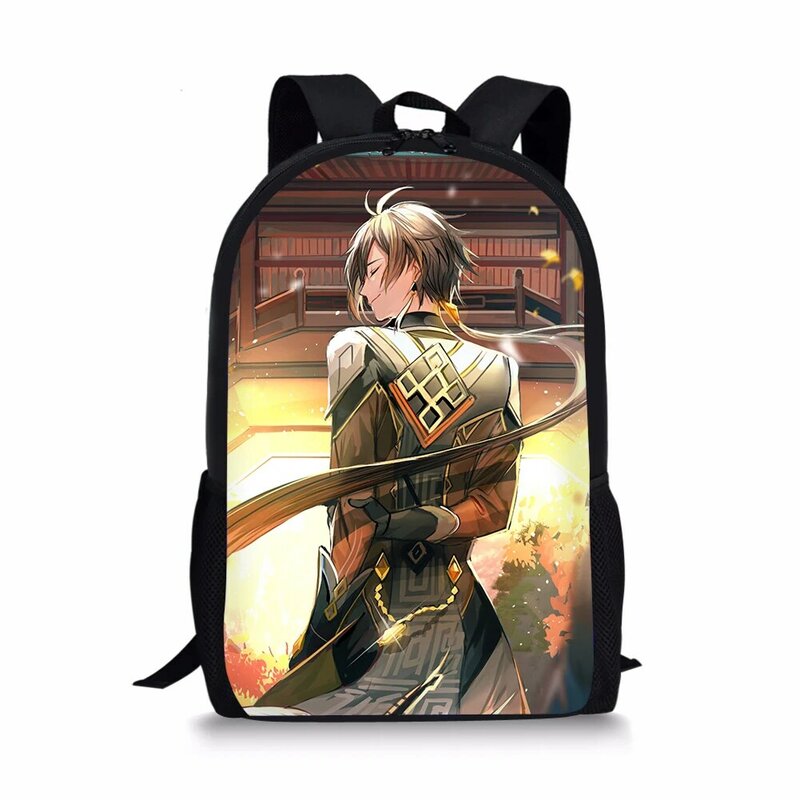 Genshin تأثير نمط طباعة جديدة كبيرة حقيبة مدرسية الطالب حقيبة المدرسة على ظهره مقاوم للماء قدرة الكتب الابتدائية #5