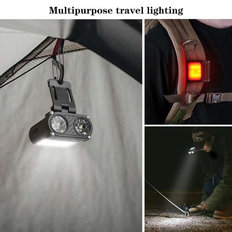 الاستشعار غطاء كليب ضوء COB LED الصيد كشافات مقاوم للماء المصباح USB قابلة للشحن تشغيل التخييم الطوارئ رئيس مصباح يدوي