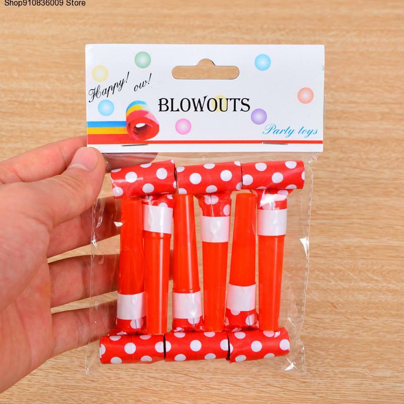 6Pcs/Lot Dot Color Party Blowouts Whistles Kids Birthday Party Favors Decoration Supplies Children's Birthday Decoration