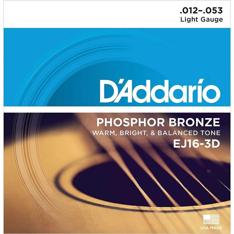 D'Addario EJ16 Phosphor Bronze Acoustic Strings, Light, 12-53 (Daddario / D Addario)