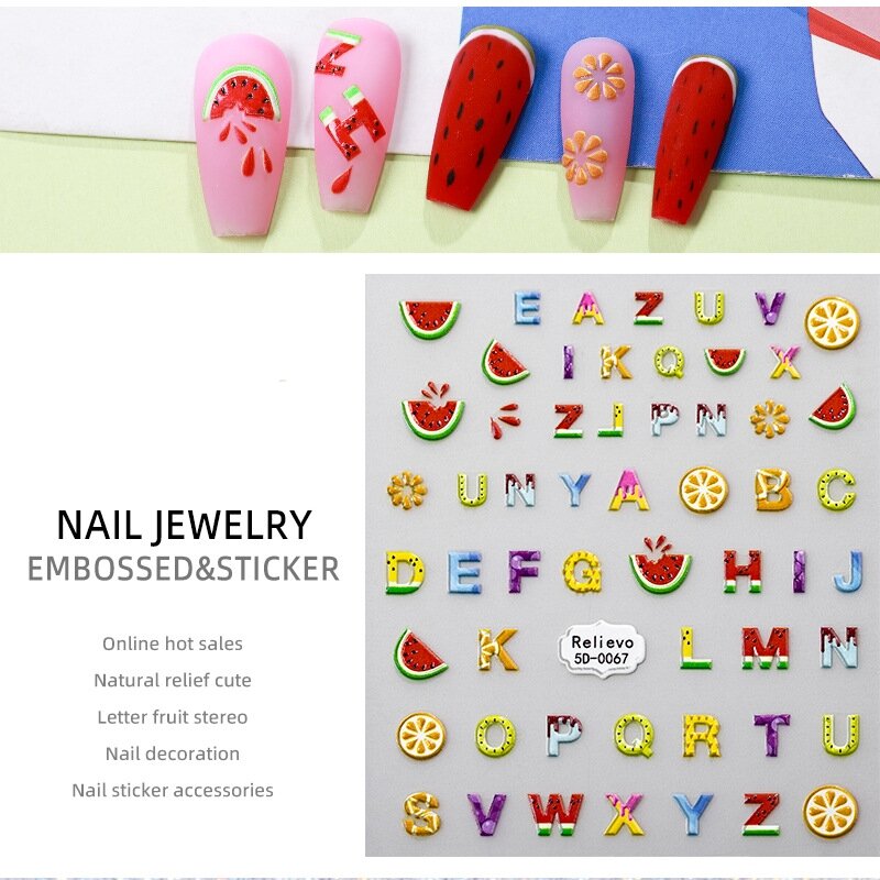 2022 Net Red Rose Nail Art Jewelry 5D Embossed Nail Art Sticker Diy Cute Small Avatar Nail Sticker Ins