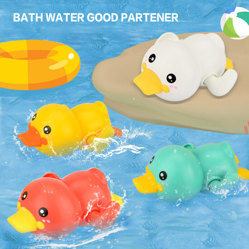 Baby Bath Toys Bathing Ducks Cartoon Animal Swimming Pool Classic Chain Clockwork Water Toy For Children Gift