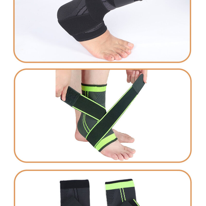 1 Pack Sports Ankle Brace Compression Band Sleeve Support 3D Woven Elastic Bandage Foot Protective Gear Gym Fitness