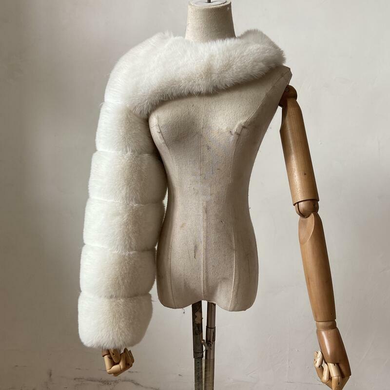 الشتاء النساء فو الفراء معطف طويل واحد اثنين كم موضة جاكيتات دافئة فروي معطف فام