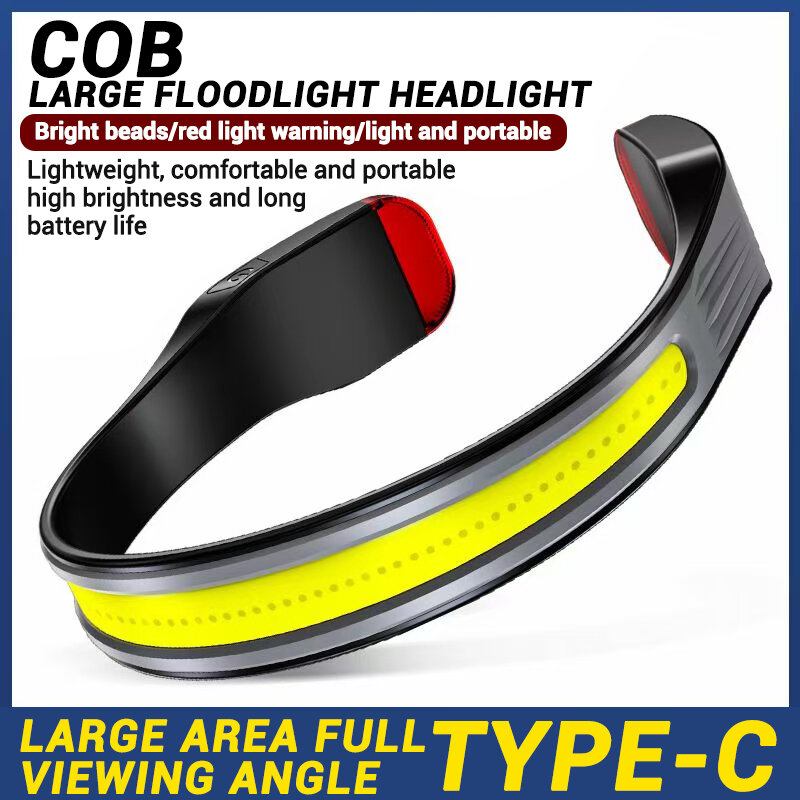 COB كشافات في الهواء الطلق ركوب ليلة تشغيل تشغيل ضوء USB C قابلة للشحن ضوء قوي الصيد العلوي مع الذيل ضوء أحمر