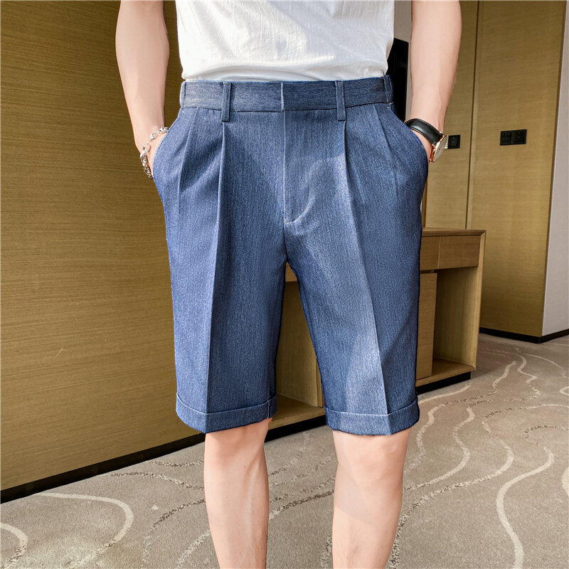 2022 Korean Style Summer Suit Shorts Men Clothing Straight Business Formal Wear Slim Fit Casual Short Homme Knee Length Quality