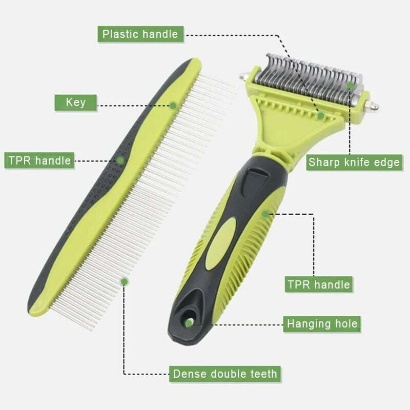 Pet Deshedding Brush Double Sided Dematting Dog Comb Cat Brush Puppy Grooming Tools Undercoat Shedding Hair Pet Supplies