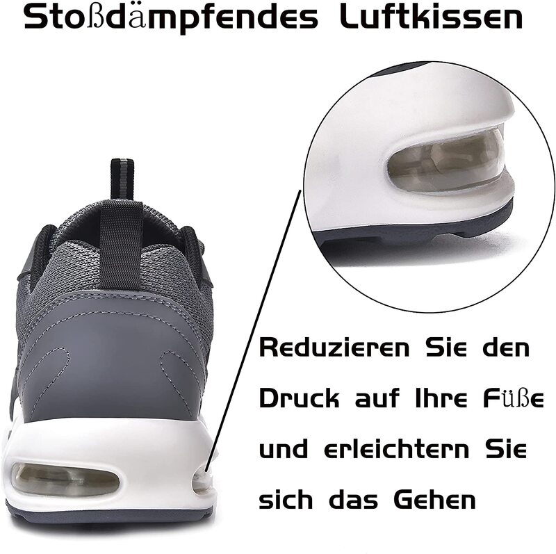 SUADEX أحذية عمل الرجال الصلب حذاء مزود بفتحة للأصابع النساء خفيفة الوزن وسادة هوائية أحذية رياضية زلة مقاومة أحذية الأمان الطويلة حجم كبير الاتحاد الأوروبي 37-48