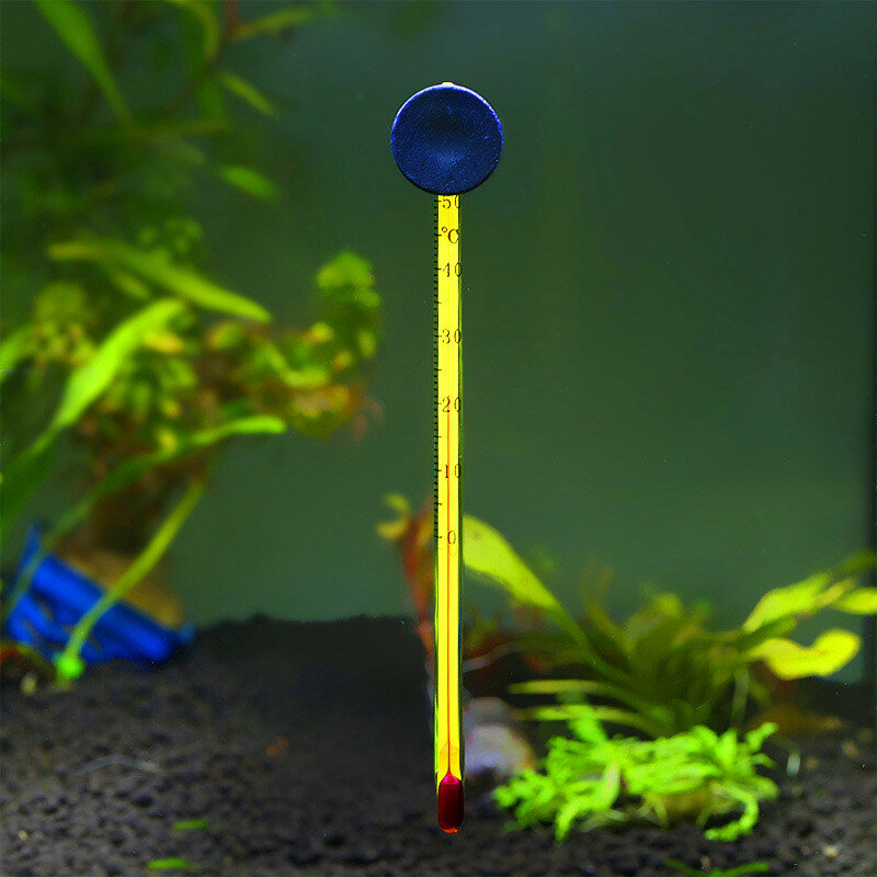 حوض مائي زجاجي غاطسة ميزان الحرارة خزان الأسماك قياس درجة حرارة المياه الاستشعار مقياس الحرارة مع كوب الشفط