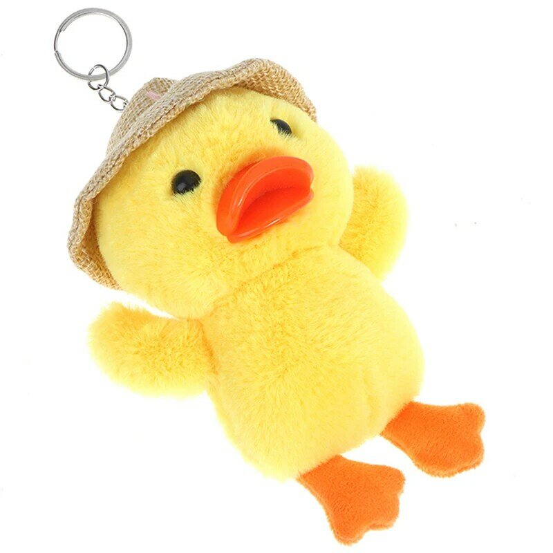 1PC Little Duck Kawaii Couple Floral Doll Pendant Key Bag  Plush Keychain Lovers Friends Cute Gift Accessories
