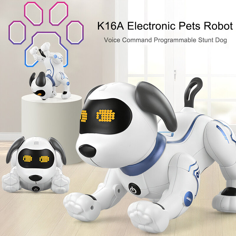 ألعاب LE NENG K16A الإلكترونية الحيوانات الأليفة RC روبوت الكلب صوت التحكم عن بعد لعب الموسيقى أغنية لعبة للأطفال RC لعب الاطفال اللعب الهدايا