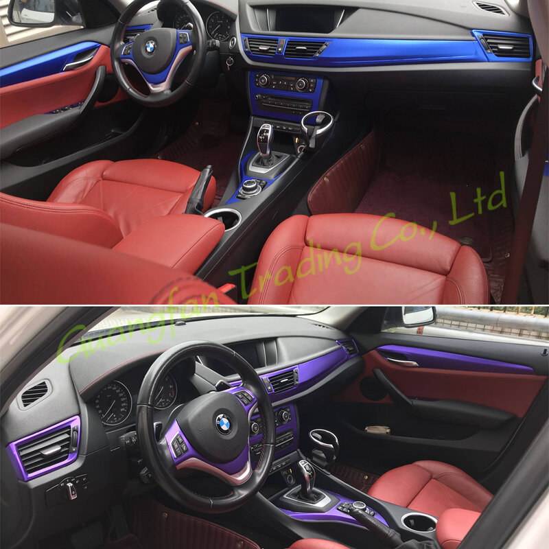 3D/5D Carbon Fiber Car Interior Center Door Handle Console Cover Color Change Molding Sticker Decals For BMW X1 E84 2010-2015 #3