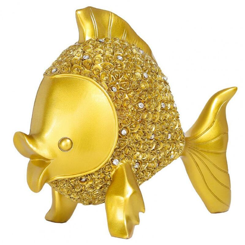 ذهبية زخرفة صنعة بديعة واسعة تطبيق الراتنج الإبداعية الجدول الأسماك تمثال اللوازم المنزلية الخزف التماثيل #1
