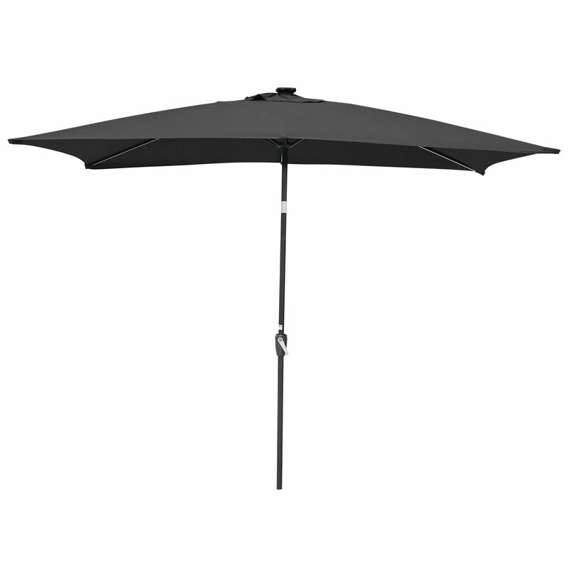 مظلة فناء 10 × 6.5 قدم تتميز بأضواء شريط LED مظلة من البوليستر 100% باللون الأسود #5