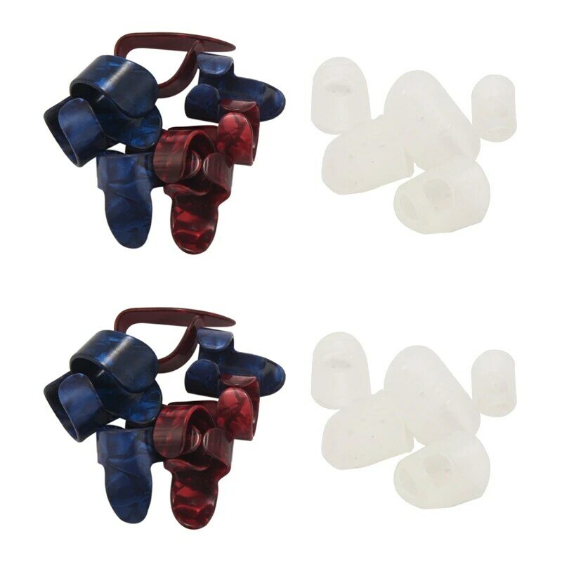 Includes 16 Pieces Guitar Thumb And Finger Picks (Metal And Blue Celluloid), 10 Pieces Clear Guitar Finger Protectors