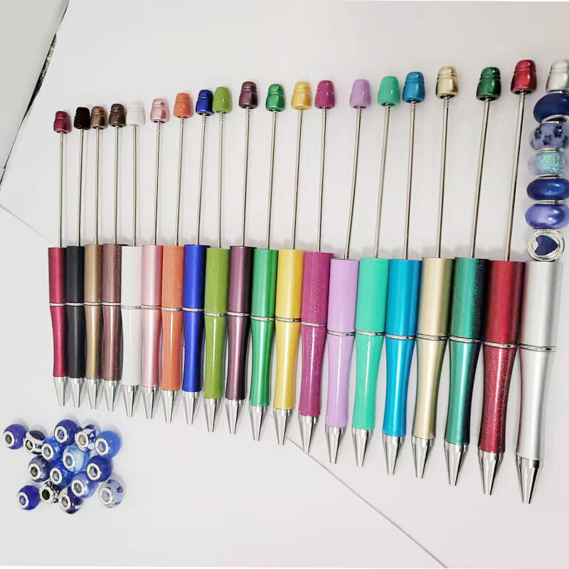 40 قطعة أقلام بلاستيكية الخرز لتقوم بها بنفسك هدية لون عشوائي لتقوم بها بنفسك القلم القرطاسية لتقوم بها بنفسك Beadable القلم لتقوم بها بنفسك
