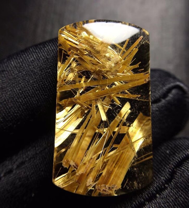 الذهب الطبيعي Rutilated الكوارتز مستطيل قلادة كريستال مجوهرات Rutilat 32*18.3*8.8 مللي متر النساء الرجال البرازيل AAAAAAA