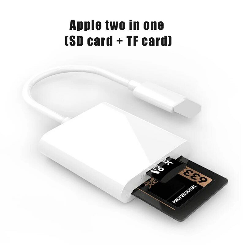 2In1 SD TF بطاقة الذاكرة محول آيفون 14 13 12 8Pin إلى SD TF قارئ بطاقة محول البيانات ل iOS 13 أعلاه قارئ بطاقة الكاميرا
