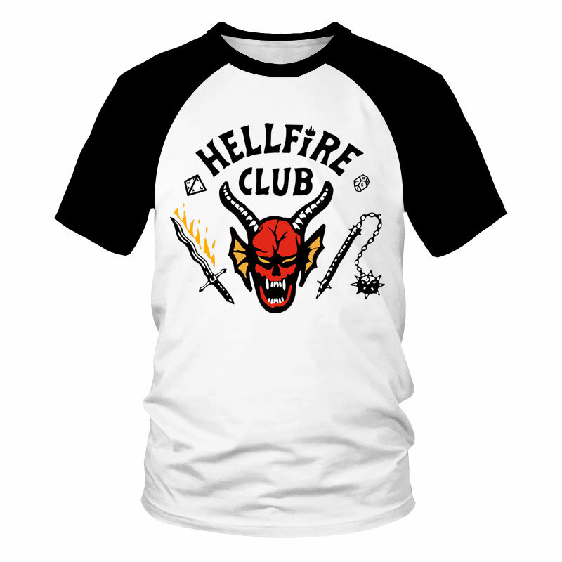 HellFire نادي تي شيرت طويل الأكمام قميص غريب الأشياء داستن مايك ويلر تأثيري الجحيم النار نادي طويل الأكمام موحدة أعلى