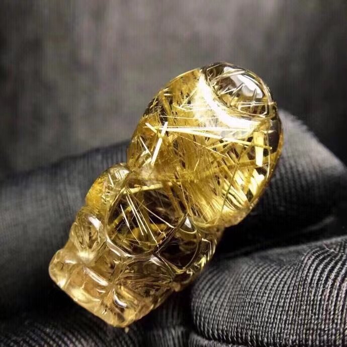 حقيقية الذهب الطبيعي Rutilated قلادة من الكوارتز الأحجار الكريمة البرازيل 27:15:13 مللي متر Pi Xiu الأثرياء النساء الرجال المجوهرات AAAAAA