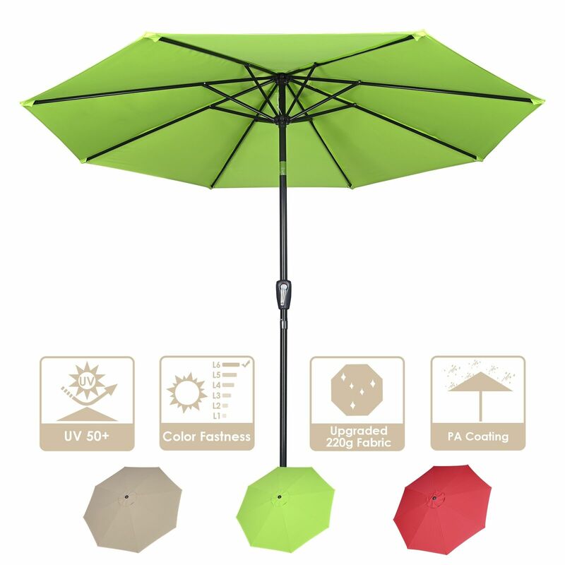10FT مظلة للأماكن المفتوحة الباحة تتلاشى المقاومة المظلة UV50 + حماية الفاكهة الخضراء
