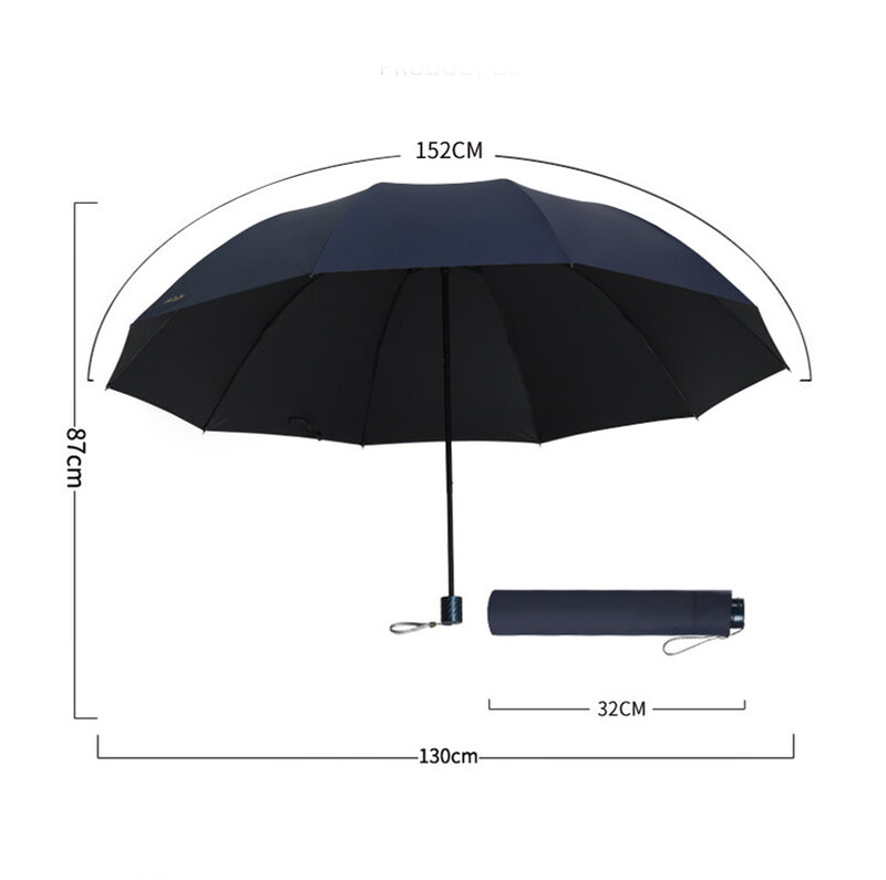 مظلة كبيرة المحمولة المطر للطي النساء الرجال الأشعة فوق البنفسجية يندبروف مظلة واقية من الشمس مقاوم للماء المظلة العالمي 10 الأضلاع الأزرق