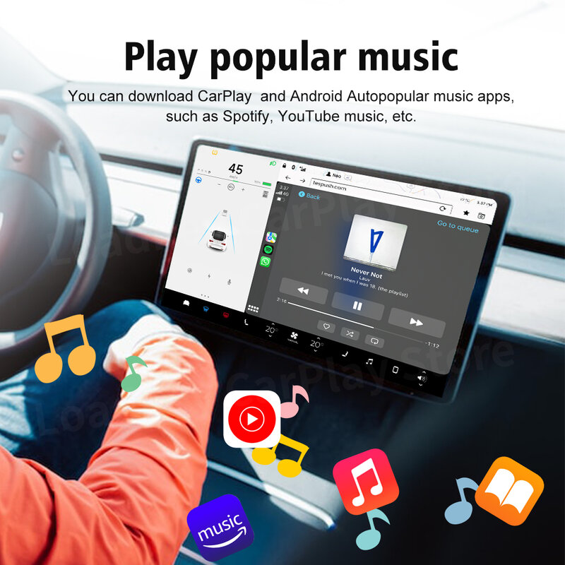 LoadKey ل تسلا اللاسلكية CarPlay محول نموذج 3/X/Y/S CarPaly السيارات 5G ربط سيري مساعد الصوت خريطة نيتفليكس يوتيوب الموسيقى