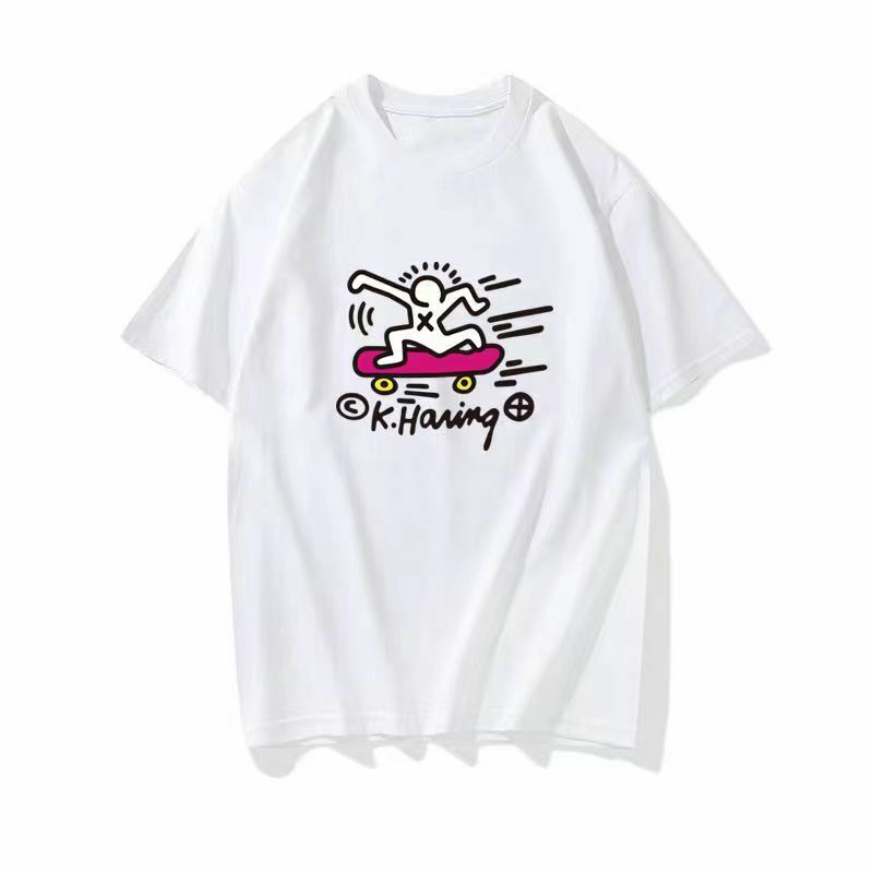 Keiths Harings Brand Summer T Shirt Women Men Y2k Funny Design Cartoon Tops Harajuku Casual Loose Short Sleeve 100% Cotton