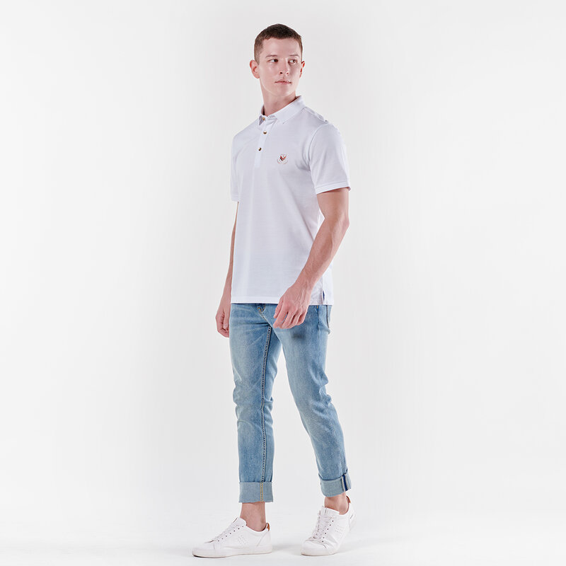 HELLEN & WOODY 2022 الصيف الرجال المطبوعة شارة قميص بولو الأعمال الذكية التلبيب عادية قصيرة الأكمام القمح نمط قطنية عالية الجودة المحملة