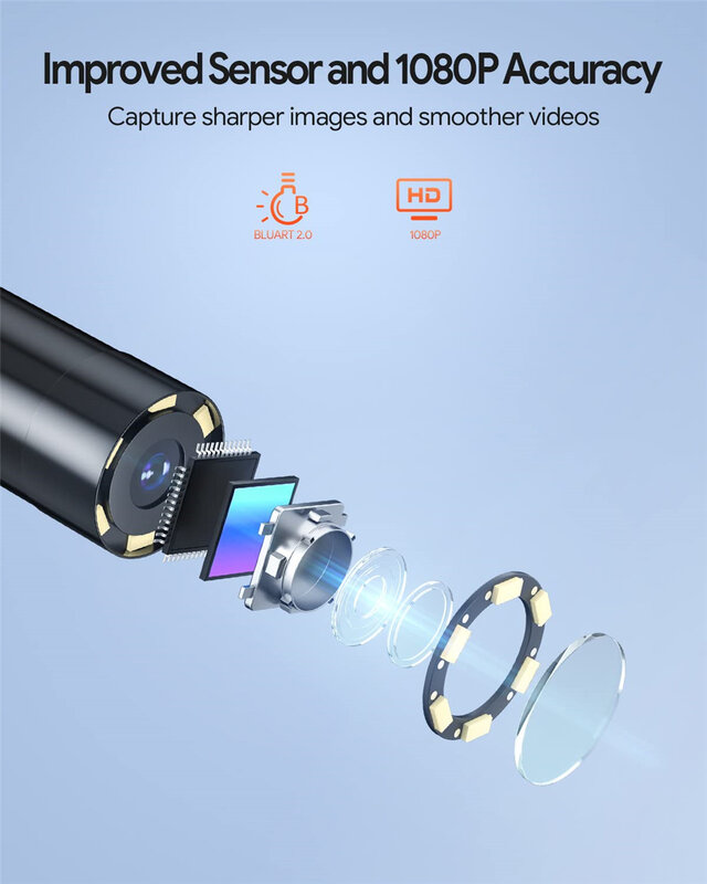 ديبستيتش 2MP 5.5 مللي متر كاميرا المنظار مع بطاقة 32 جيجابايت/4.3 "مقطع فيديو على شاشة LCD المنظار للسيارات 1080P Borescope كاميرا صناعية