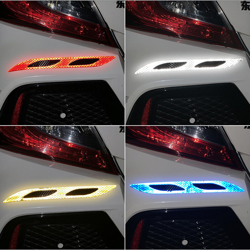 6pcs/set 3D Car Styling Carbon Fiber Bumper Strips Safety Warning Tape Reflector Stickers Car Exterior Accessories Stickers