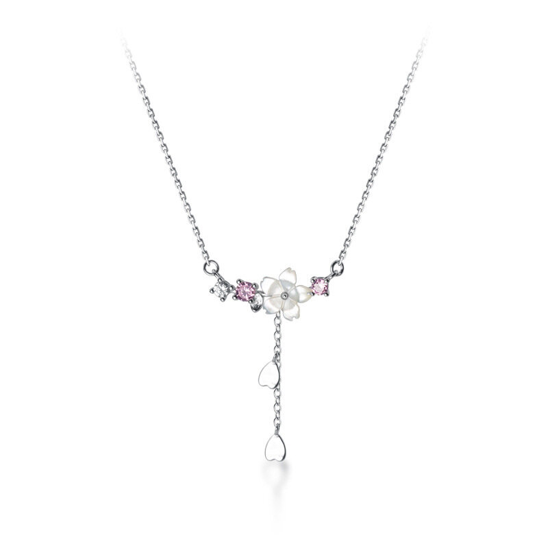 100% 925 الاسترليني الفضة زهرة-شكل الوردي زركونيا قلادة قلادة للنساء أزياء غرامة مجوهرات
