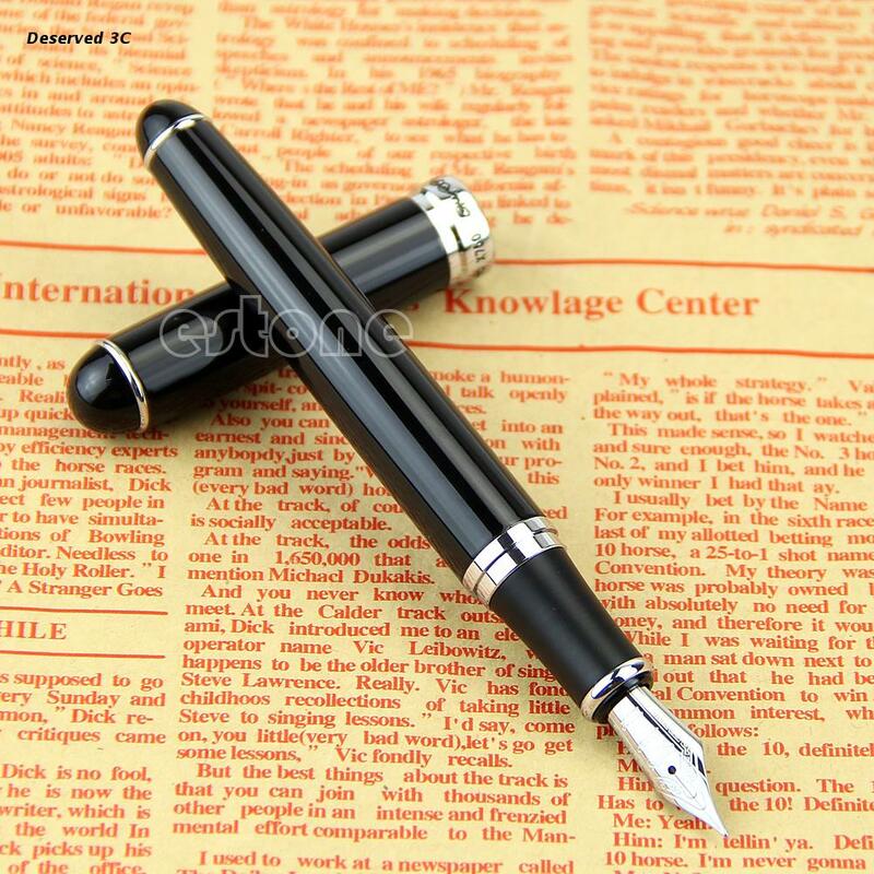 R9CB New Black Jinhao X750 Deluxe Medium Nib 18kgp Fountain Pen