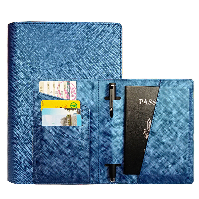 حامل جواز سفر متعددة الوظائف وثيقة السفر حقيبة التخزين القلم إدراج متعددة بطاقة حامل جواز سفر 1 قطعة غطاء جواز السفر