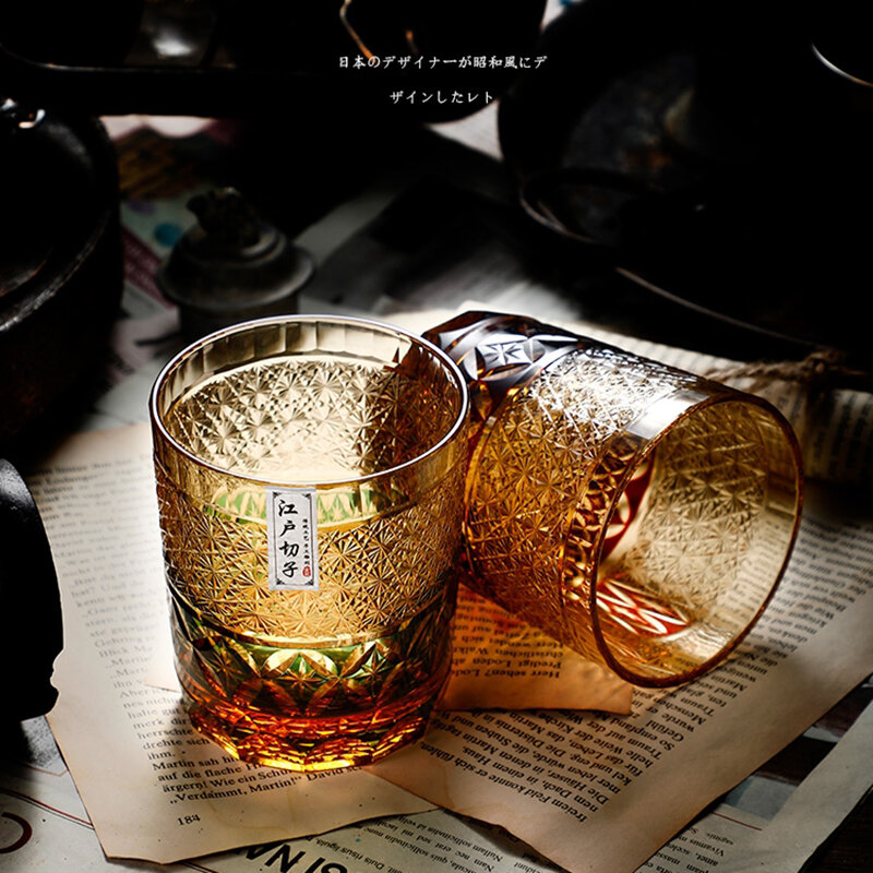 إيدو كيريكو منحوتة باليد الكريستال والزجاج صافرة الزجاج قدح للويسكي اليابانية كأس للنبيذ الهدايا الإبداعية #3