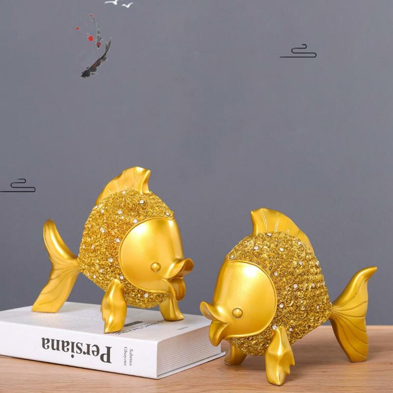 ذهبية زخرفة صنعة بديعة واسعة تطبيق الراتنج الإبداعية الجدول الأسماك تمثال اللوازم المنزلية الخزف التماثيل #2